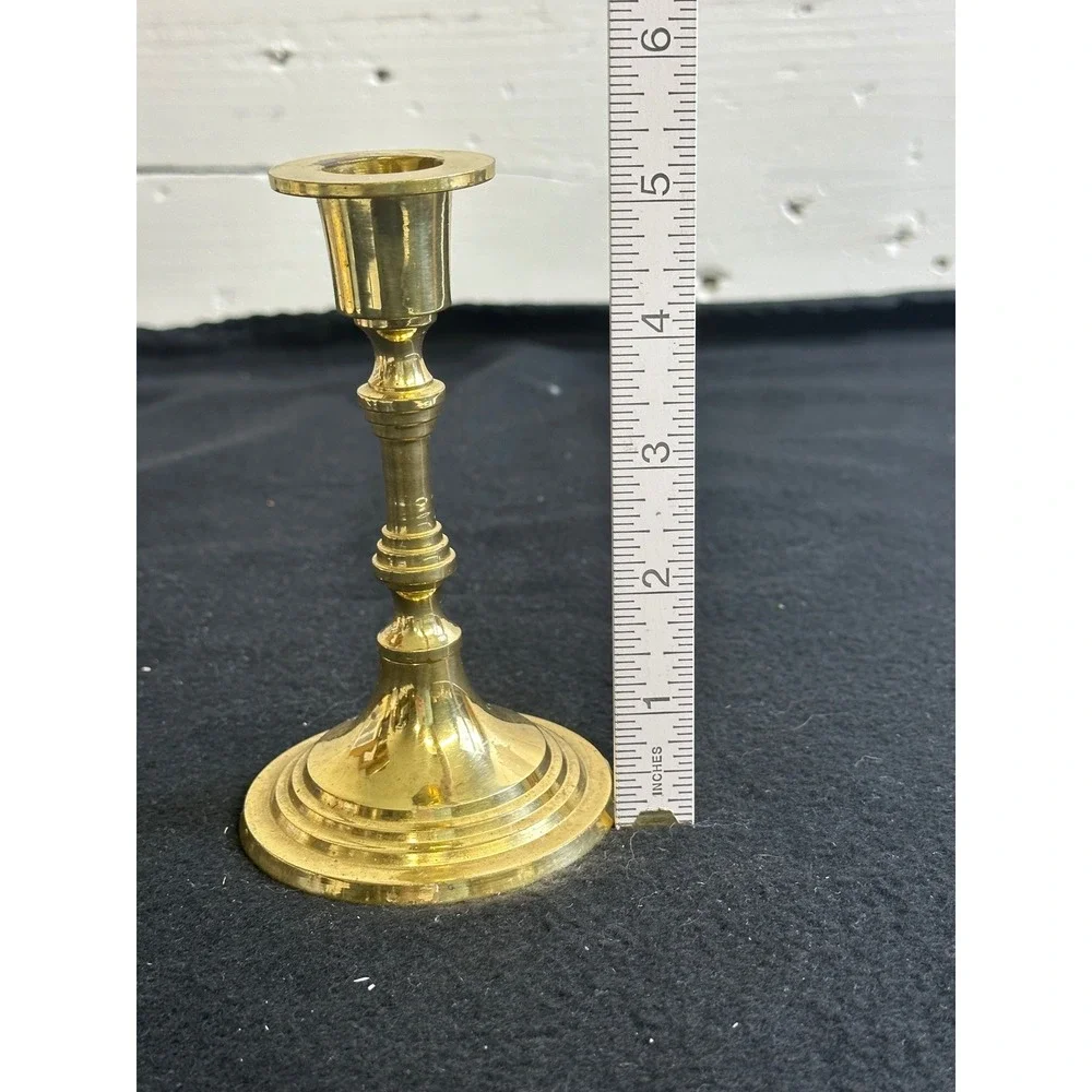 Vintage Solid Brass Candlestick Holder Made in India Taper Candle Stand 5.5 Inch